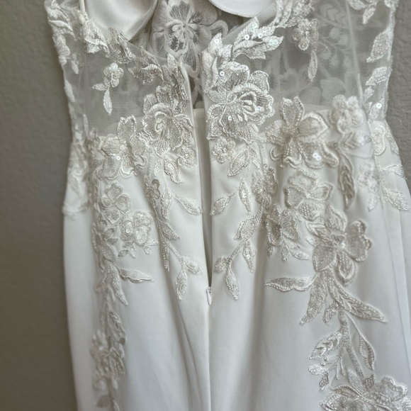 Vision of Romance White Sheer Mesh Embroidered Sequin Maxi Dress - Picture 7 of 8